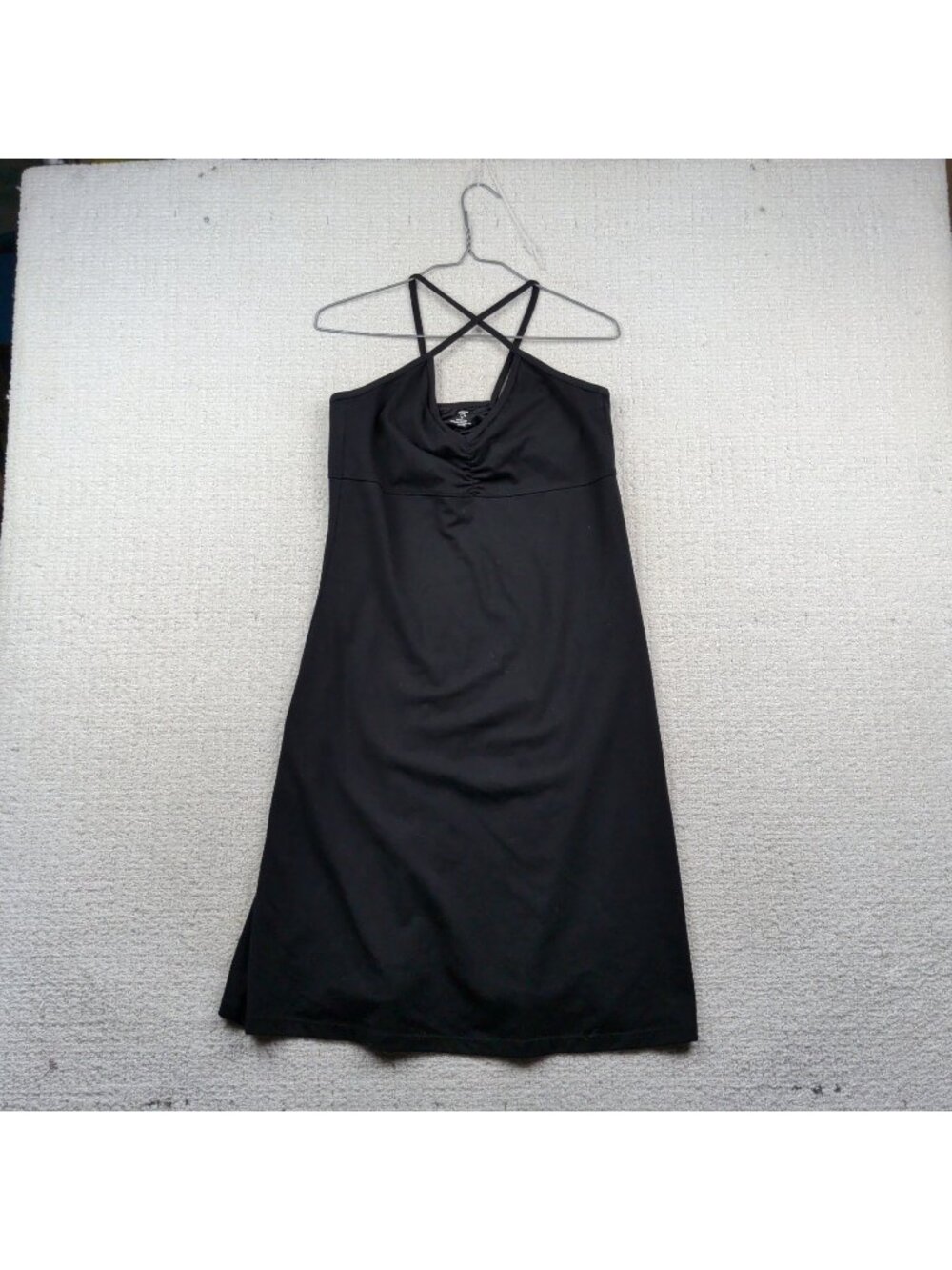 Prana Black Dress Performance Halter Spaghetti Straps Women Sz M USA Made